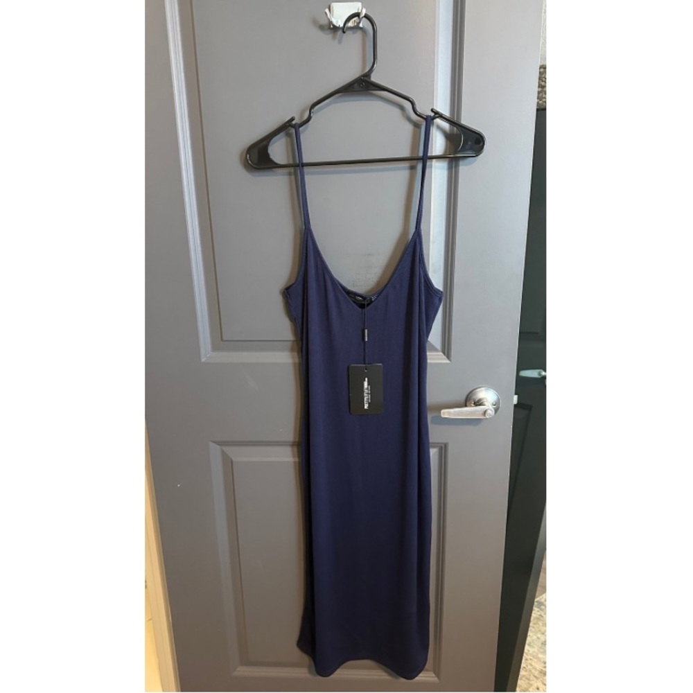 PrettyLittleThing Navy Midi Dress